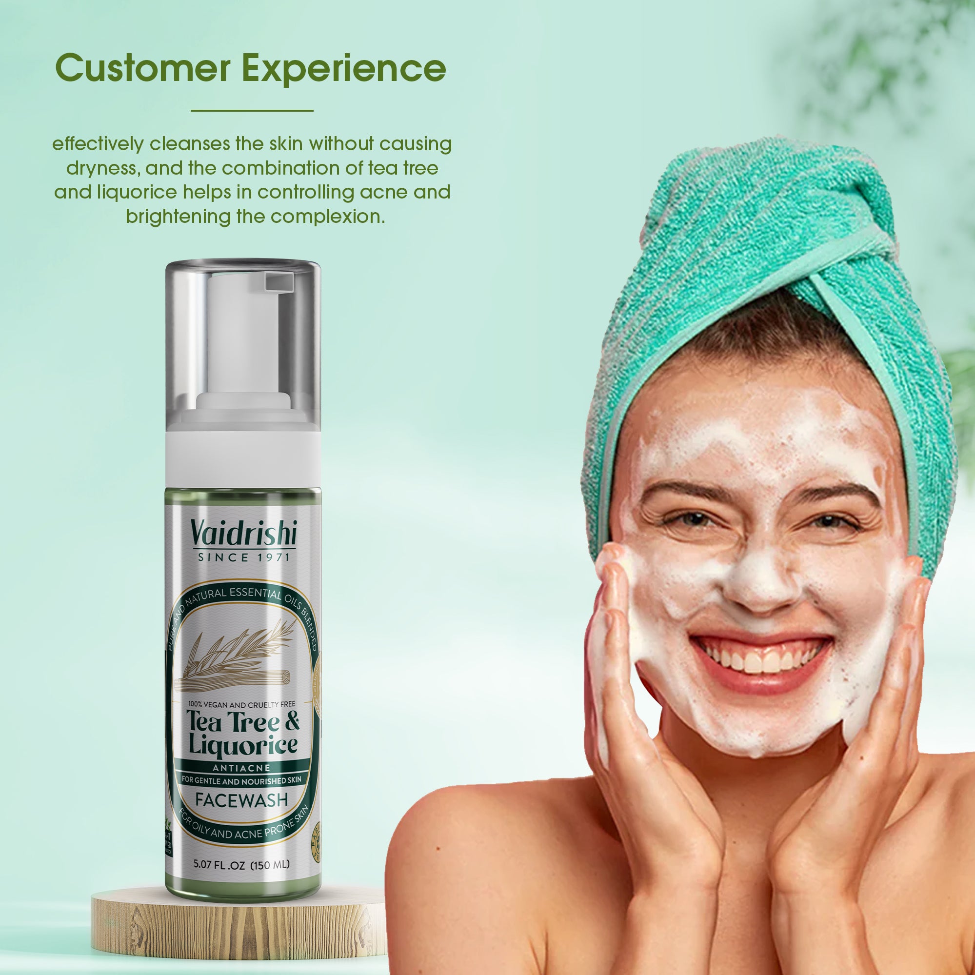 Vaidrishi Facewash for Acne Prone Skin with Tea- Tree and Liquorice | Clean & Glowing Skin
