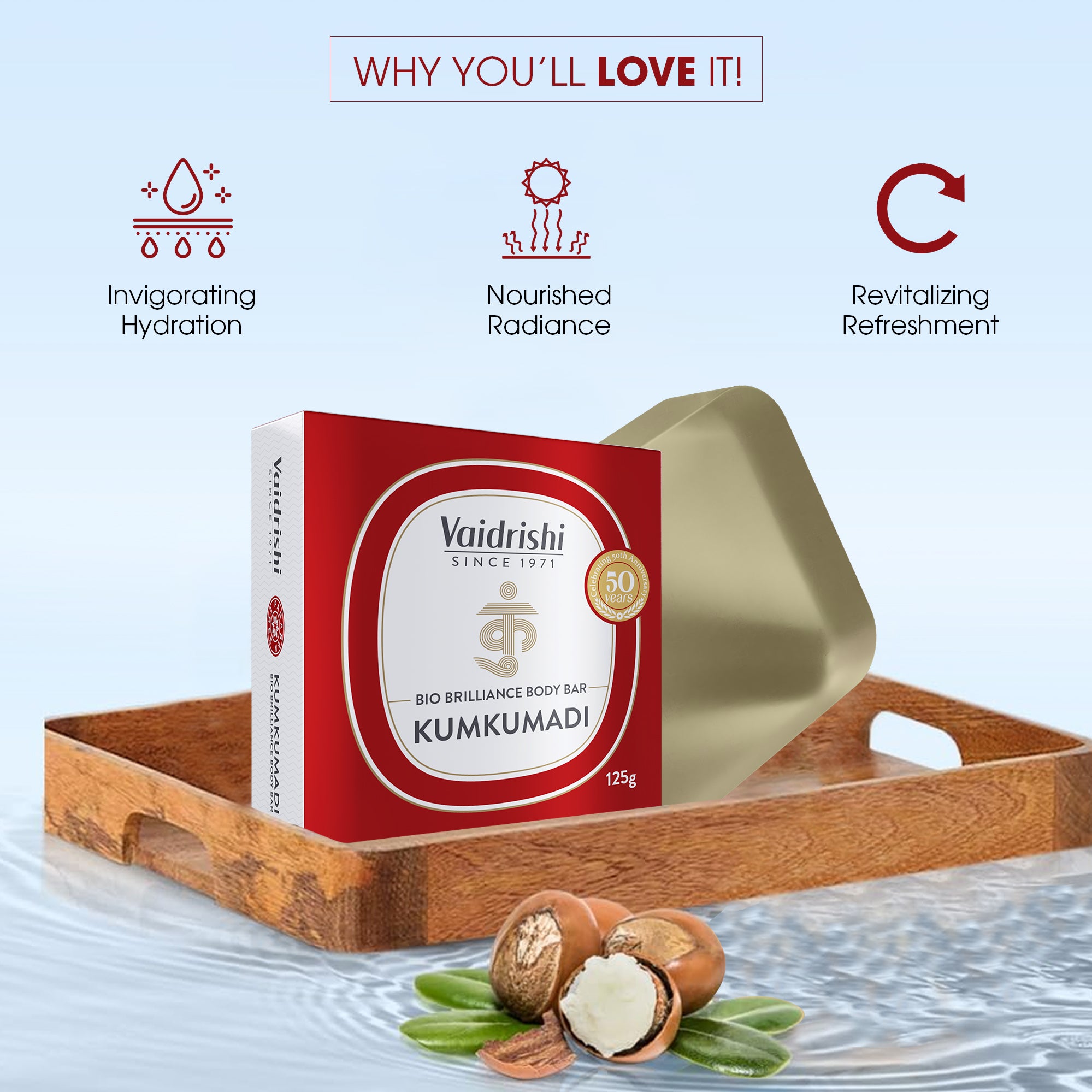 Vaidrishi Body Bar for Dull & Uneven Skintone with KumKumadi | Brighter & Even Skintone