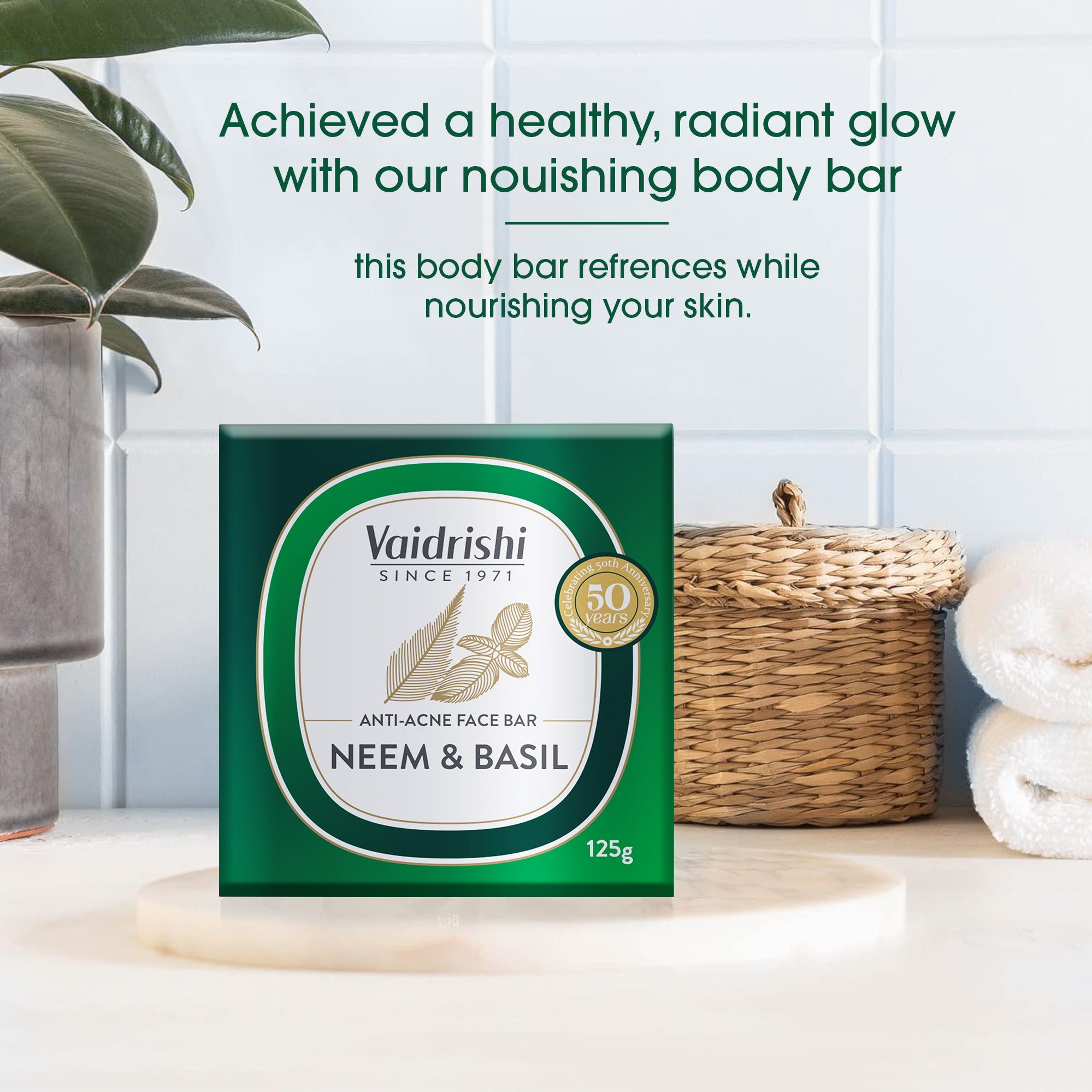 Vaidrishi Body Bar for Skin Purification with Neem & Basil | Clean & Refreshing Skin