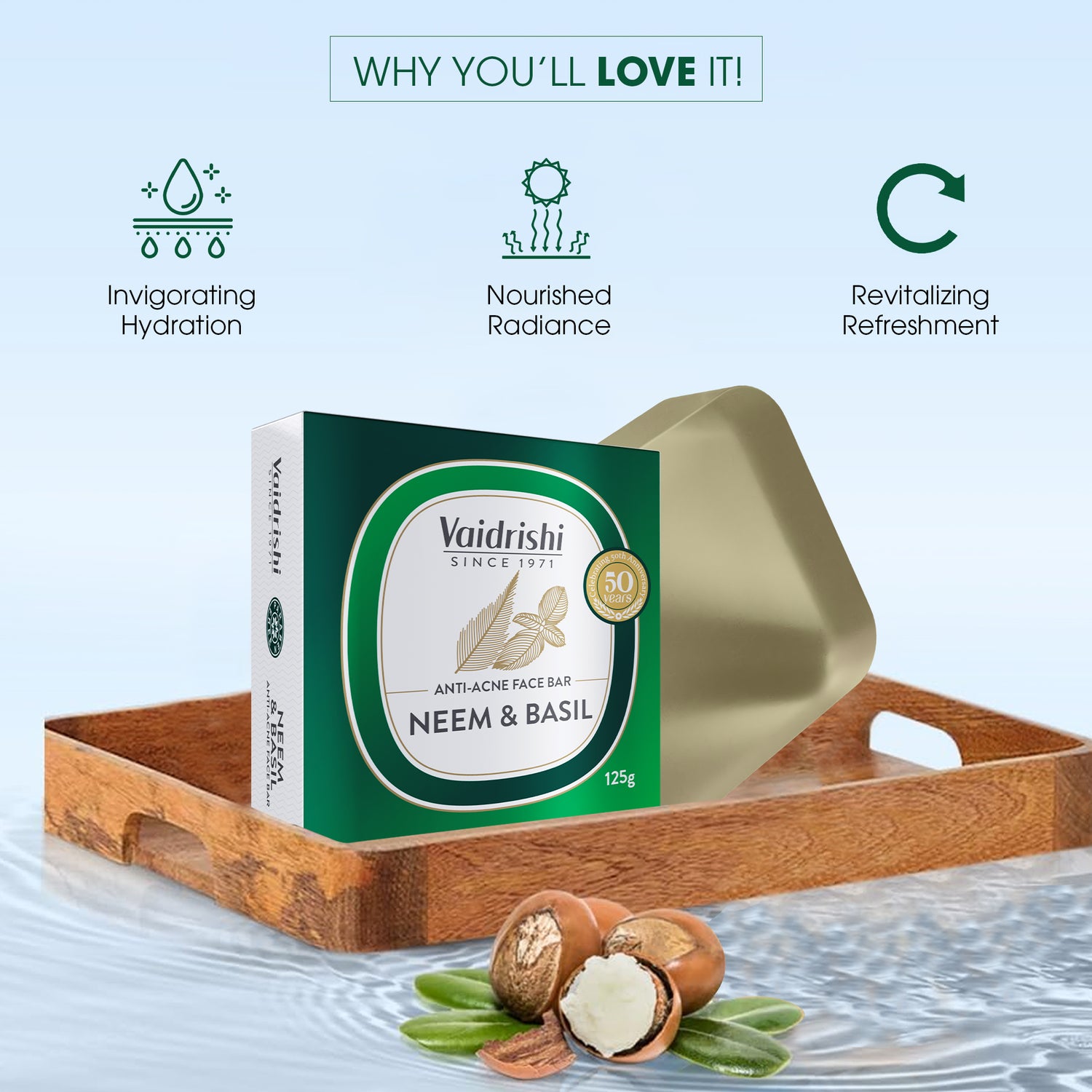 Vaidrishi Body Bar for Skin Purification with Neem & Basil | Clean & Refreshing Skin