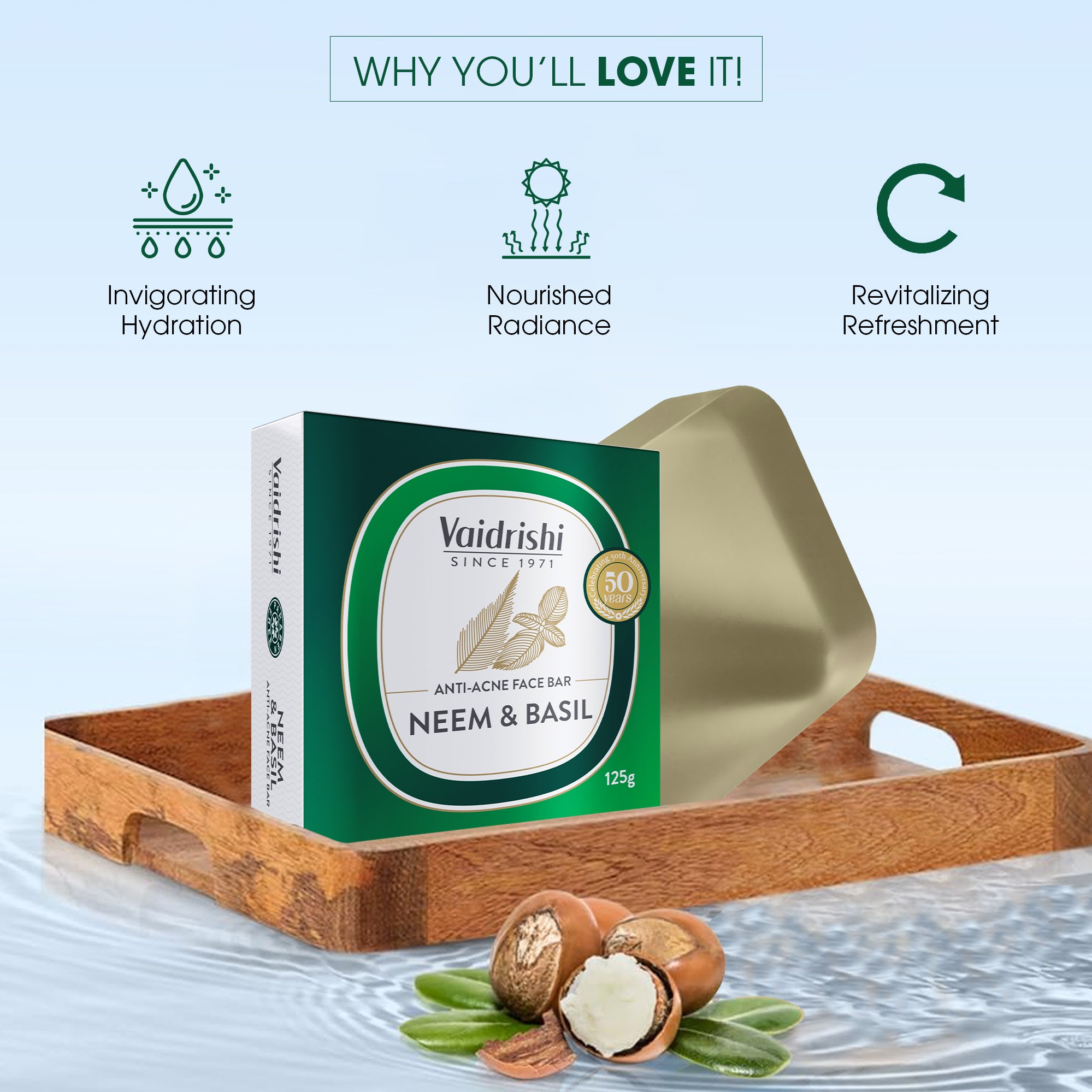 Vaidrishi Body Bar for Skin Purification with Neem & Basil | Clean & Refreshing Skin