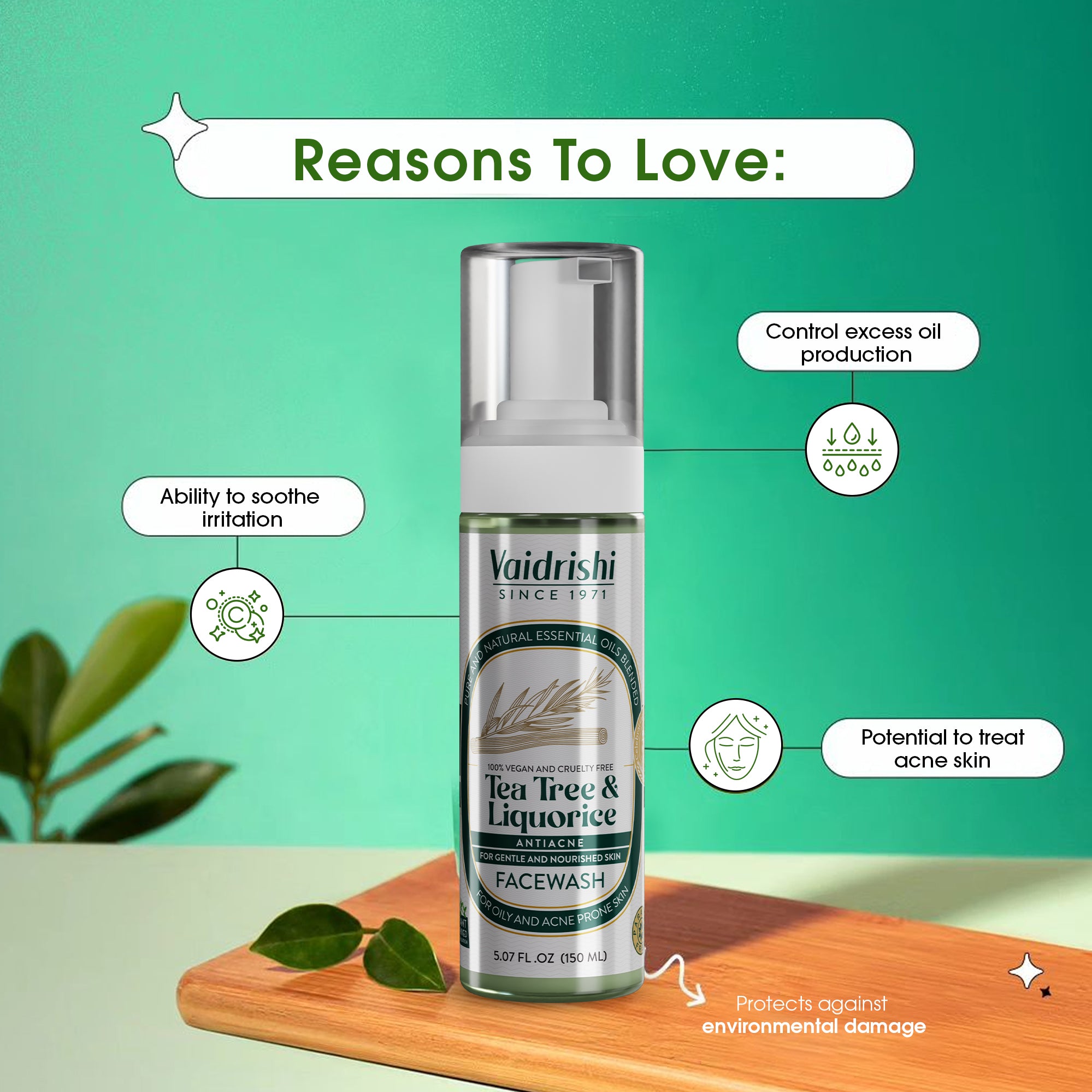 Vaidrishi Facewash for Acne Prone Skin with Tea- Tree and Liquorice | Clean & Glowing Skin