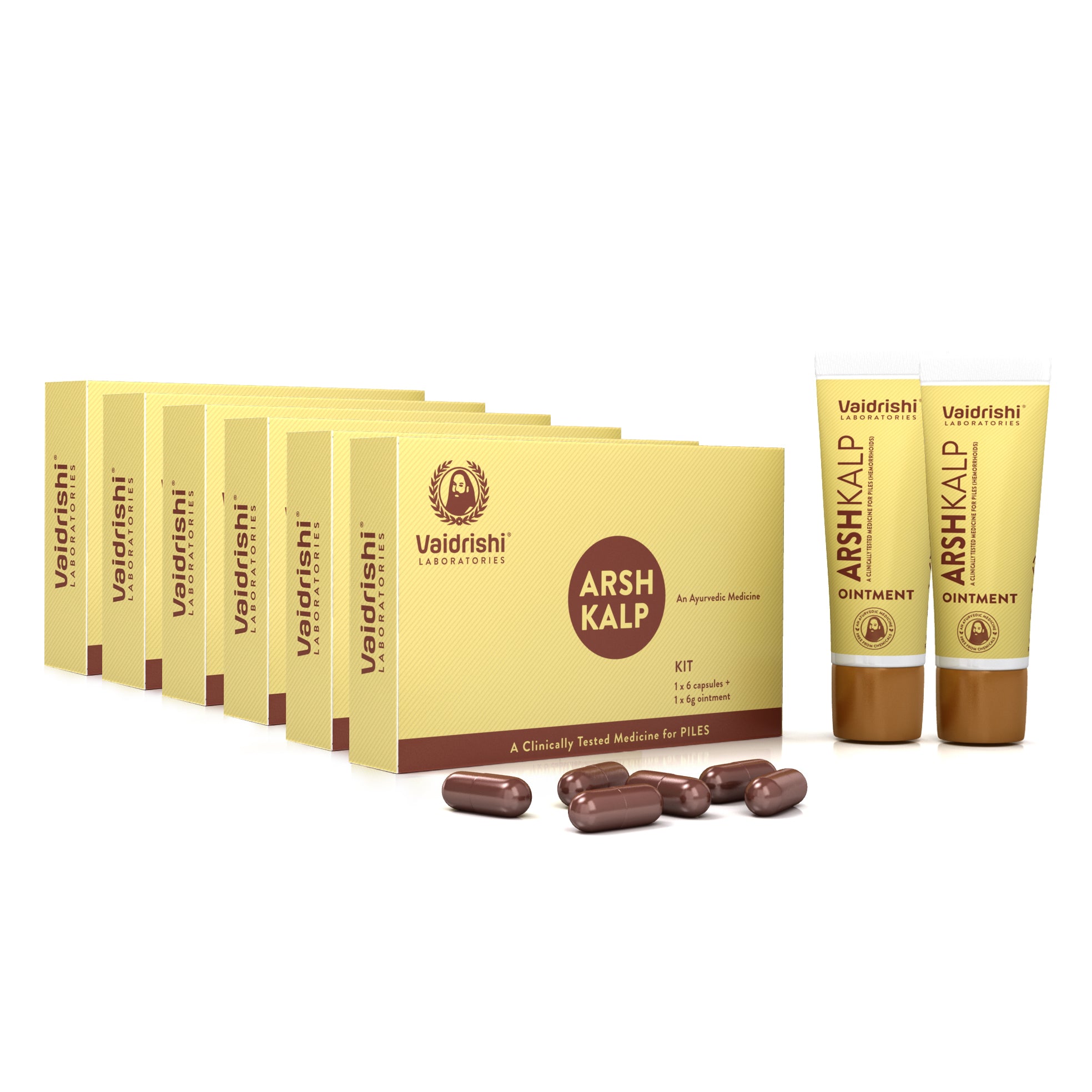 Vaidrishi Arsh Kalp PILES Relief Duo- Capsule & Ointment Combo | वैद्यऋषि अर्श कल्प पाइल्स रिलीफ डुओ - कैप्सूल और ऑइंटमेंट कॉम्बो।