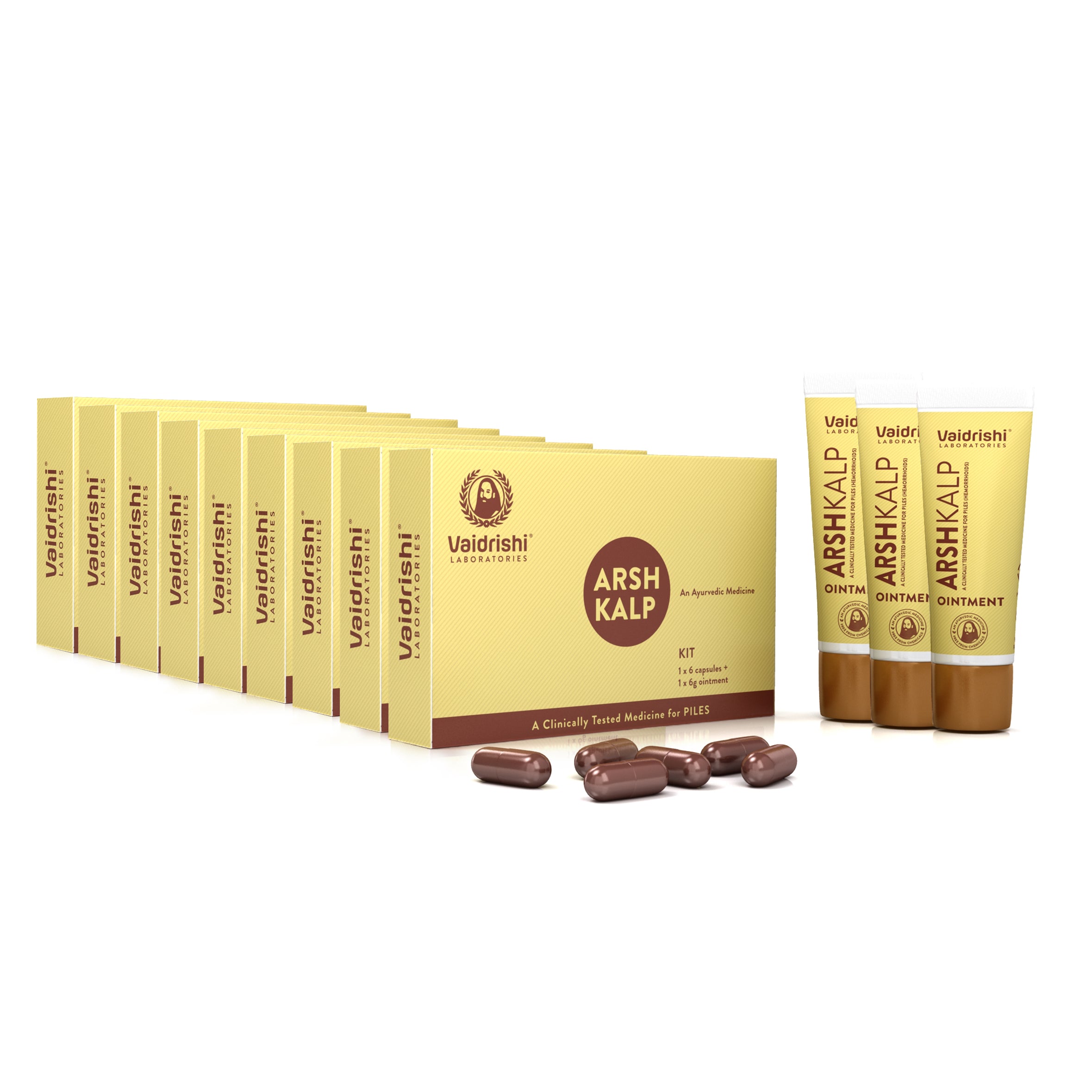 Vaidrishi Arsh Kalp PILES Relief Duo- Capsule & Ointment Combo | वैद्यऋषि अर्श कल्प पाइल्स रिलीफ डुओ - कैप्सूल और ऑइंटमेंट कॉम्बो।