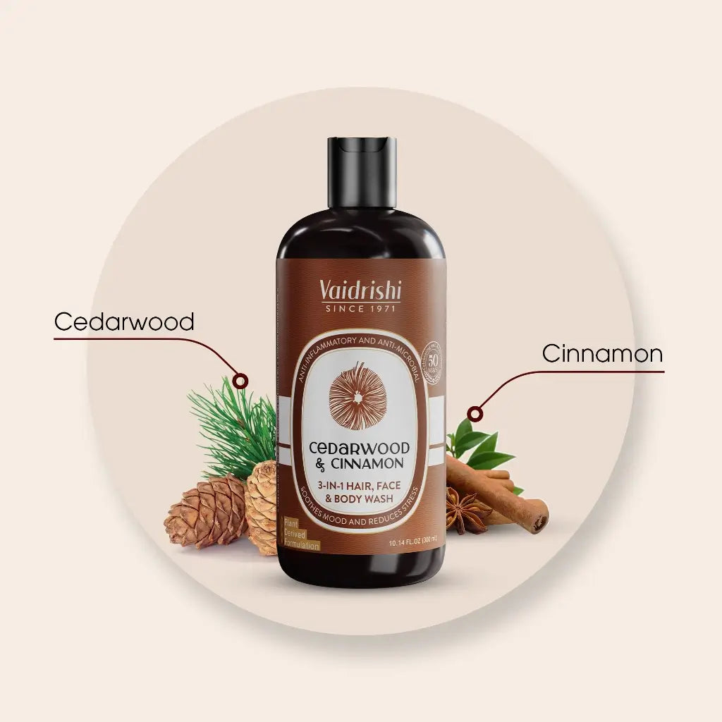 Vaidrishi Body Wash 3-in-1 for Dryness & Skin Inflection with Cedarwood & Cinnamon | Clean & Healthy Skin & Face | 300 ML