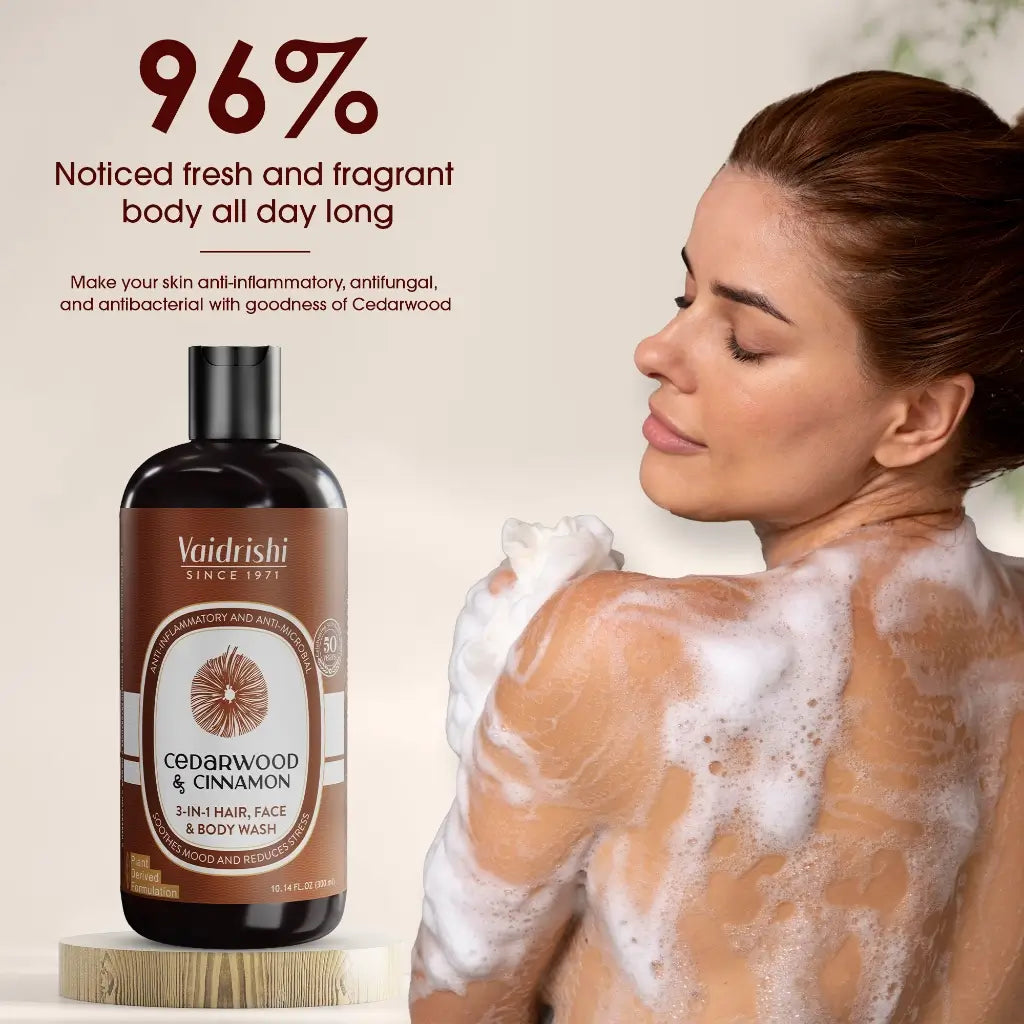 Vaidrishi Body Wash 3-in-1 for Dryness & Skin Inflection with Cedarwood & Cinnamon | Clean & Healthy Skin & Face | 300 ML