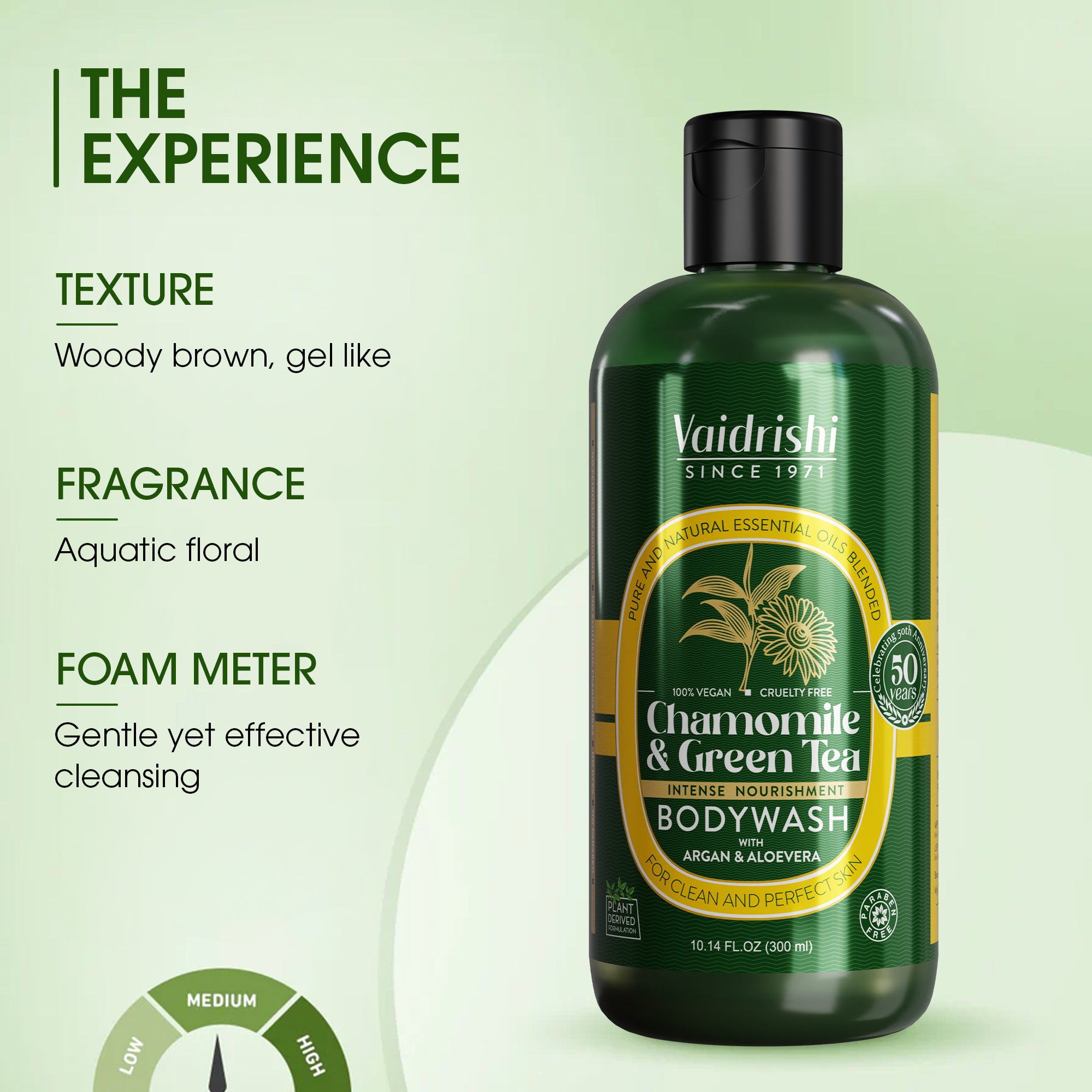 Vaidrishi Bodywash for Rejuvenate Skin with Chamomile and Green Tea | Refresh & Calm | 300 ML