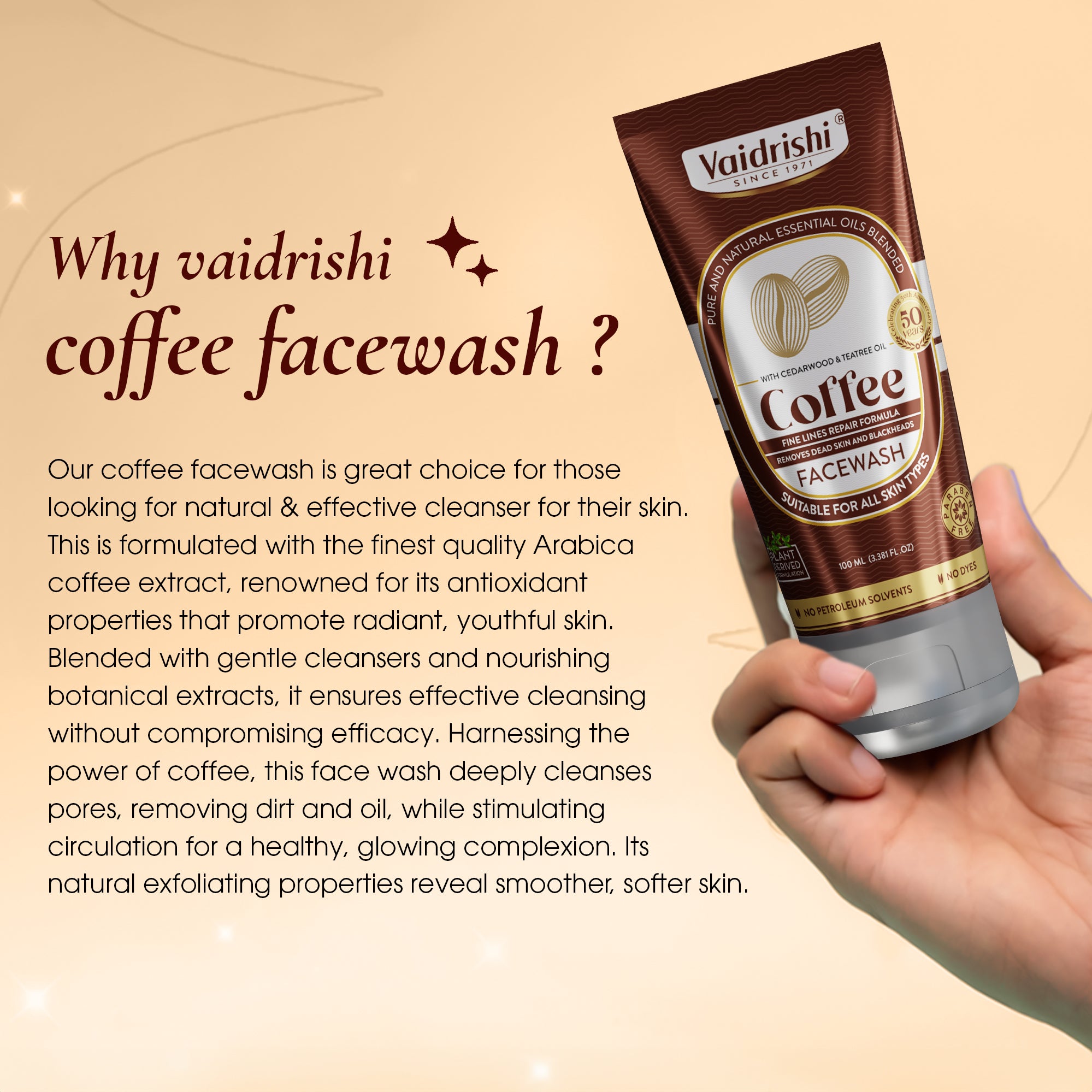 Vaidrishi Facewash for Anti-Aging with Coffee Seeds | Awake & Tightens Skin