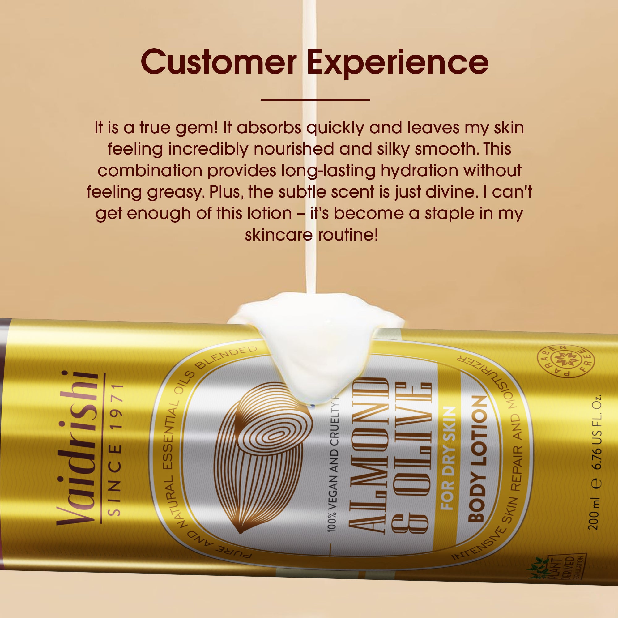 Vaidrishi Body Lotion for Rejuvenate Your Skin with Almond & Olive | Ultra Light Hydration | 200 ML