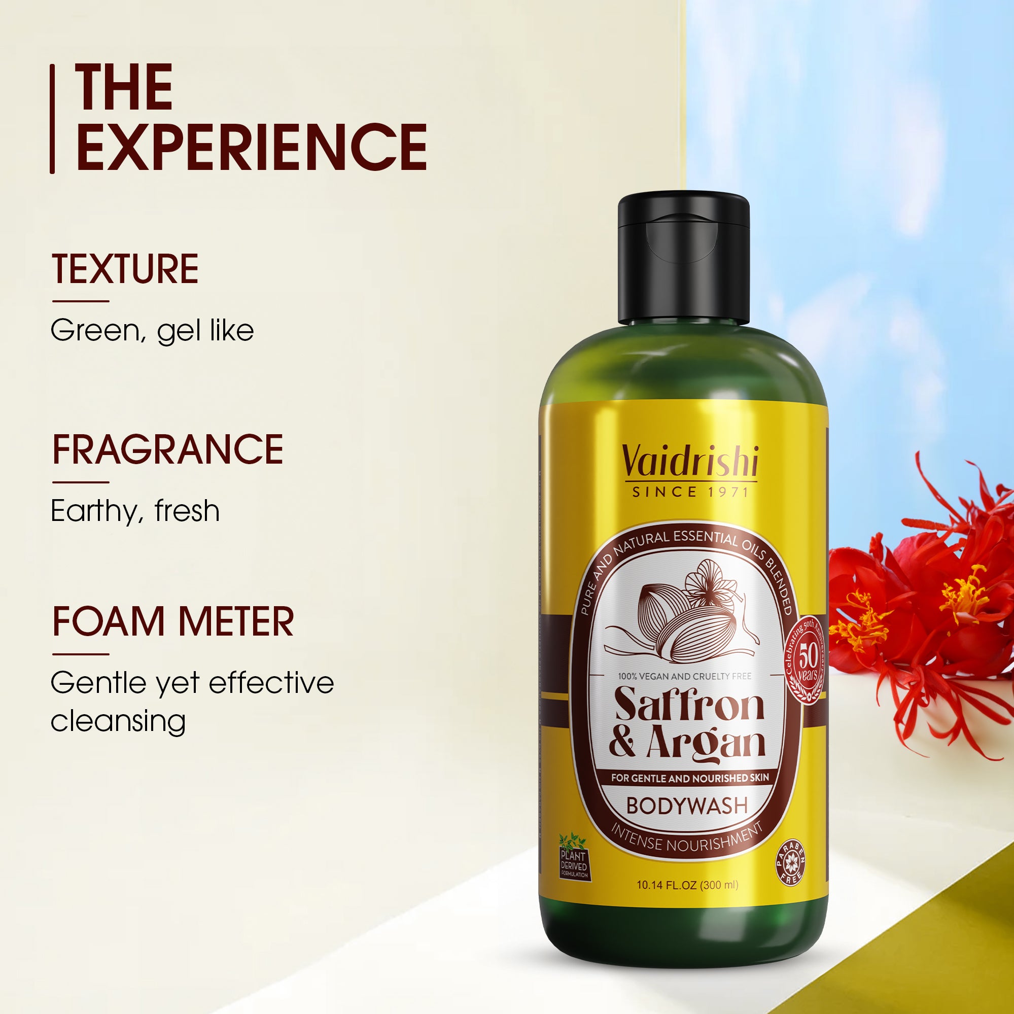 Vaidrishi Bodywash for Dull & Rough Skin with Saffron and Argon | Smooth & Deeply Restore | 300 ML