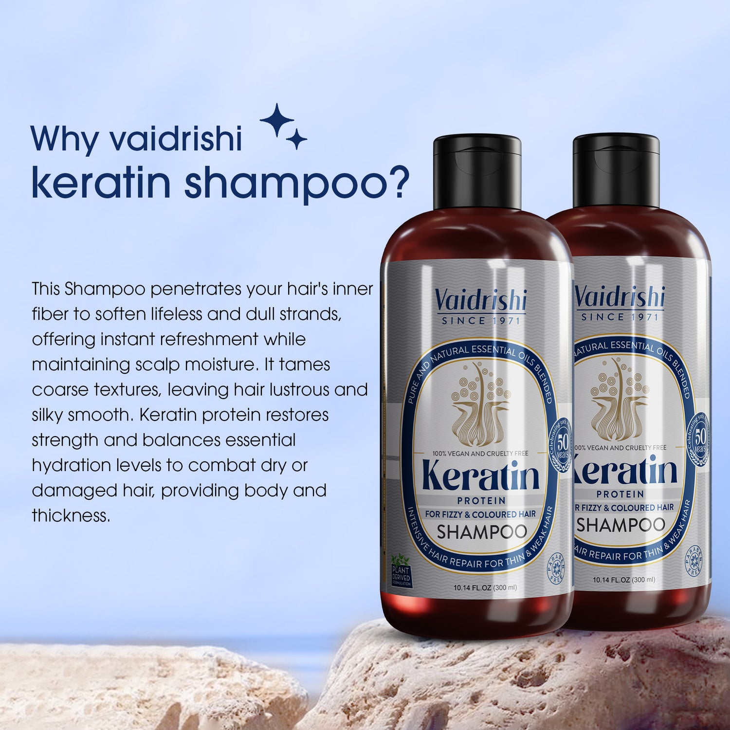 Vaidrishi Shampoo for Colored & Frizzy Hair with Keratin Protein | Smooth & Frizz-Free Hair | 300 ML