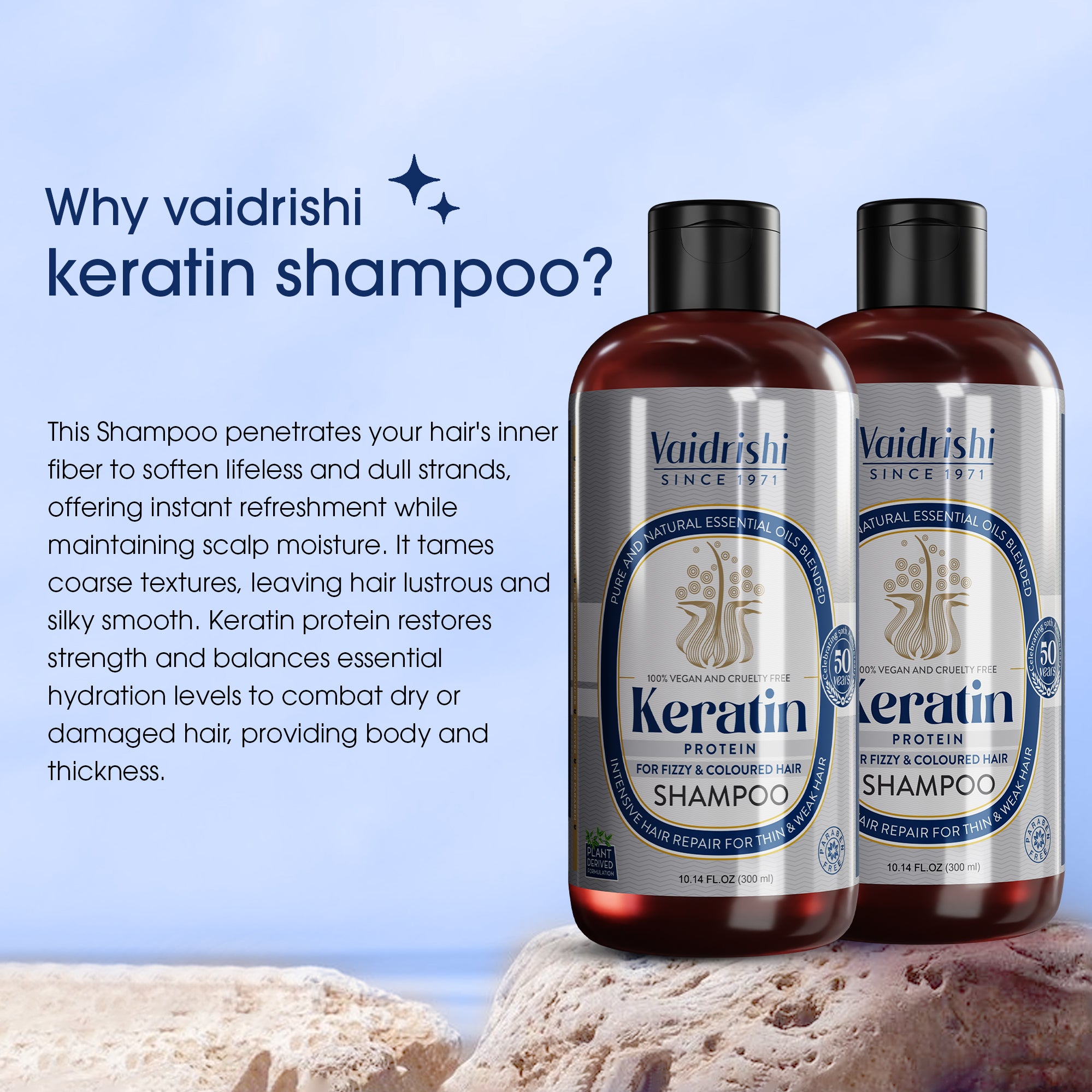 Vaidrishi Shampoo for Colored & Frizzy Hair with Keratin Protein | Smooth & Frizz-Free Hair | 300 ML