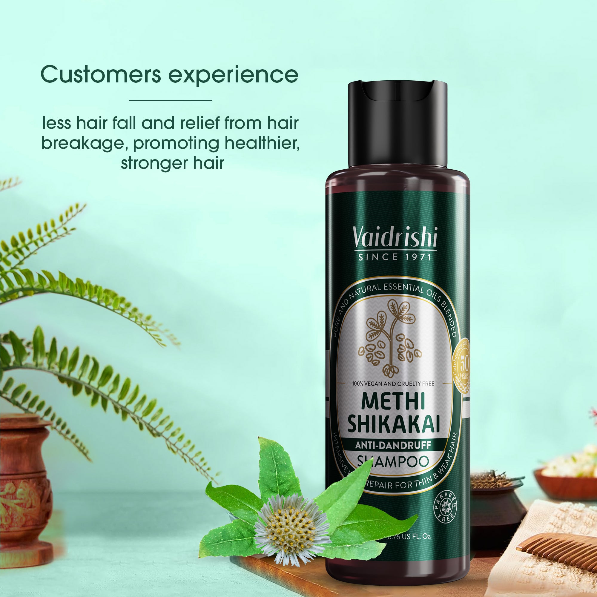 Vaidrishi Shampoo for Reducing Hair Fall with Methi Shikakai | Reduce Breakage & Manageable Hair | 200 ML