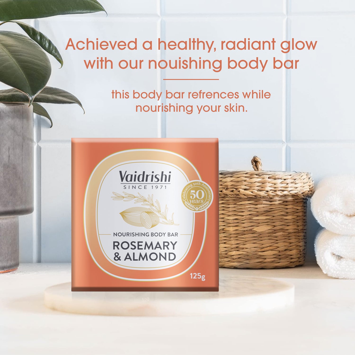 Vaidrishi Body Bar for Dry & Dull Skin with Rosemary and Almond | Moisturized Skin