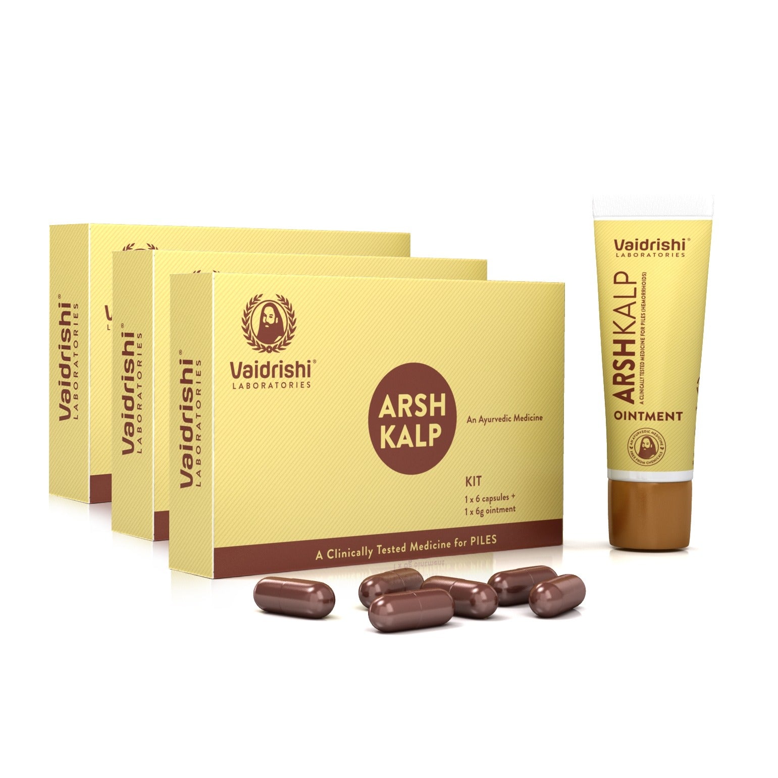 Vaidrishi Arsh Kalp PILES Relief Duo- Capsule & Ointment Combo | वैद्यऋषि अर्श कल्प पाइल्स रिलीफ डुओ - कैप्सूल और ऑइंटमेंट कॉम्बो।