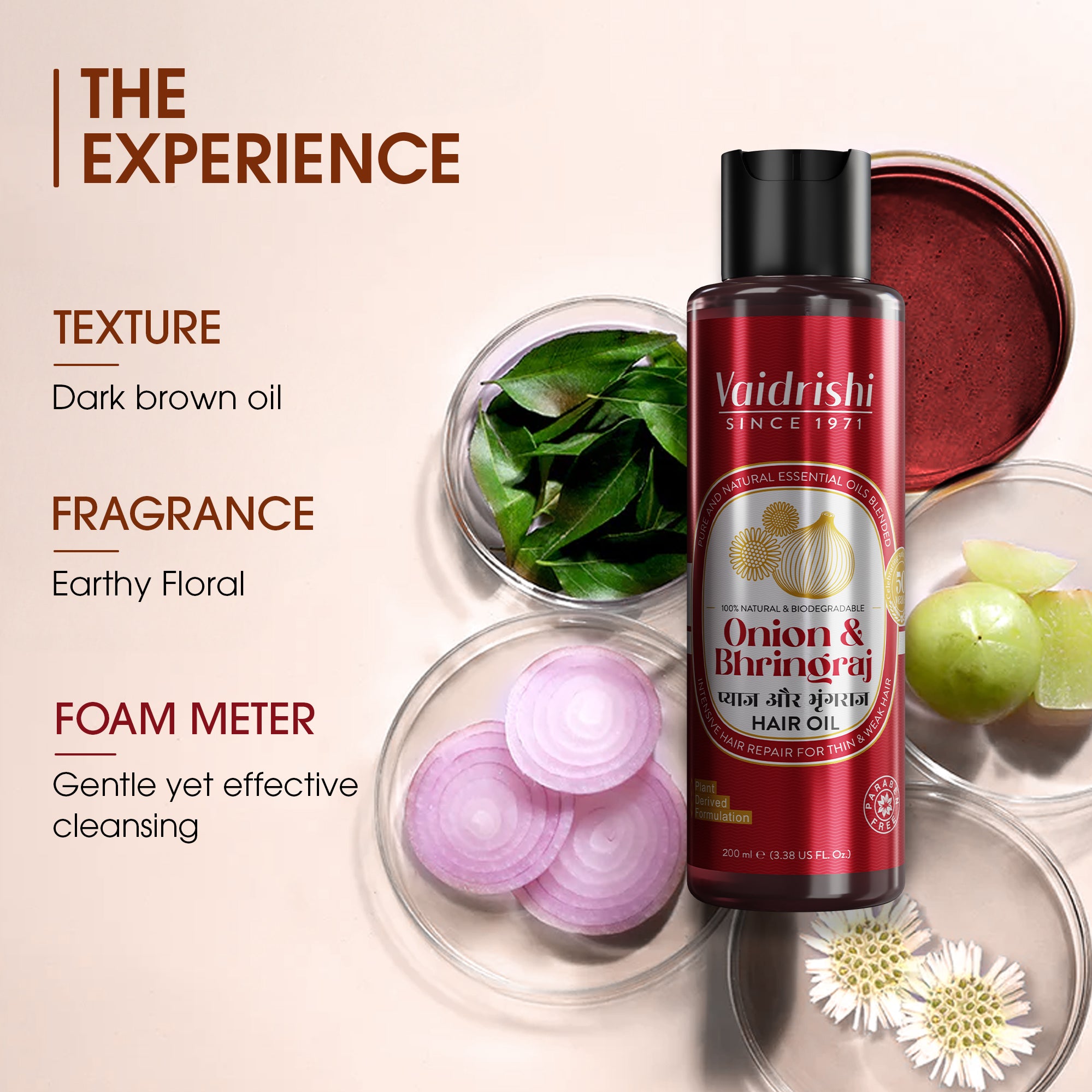 Vaidrishi Hair Oil for Nourishment & Growth Specially Crafted with Onion and Bhringraj | Stimulate Growth & Curbs Hairfall | 200 ML