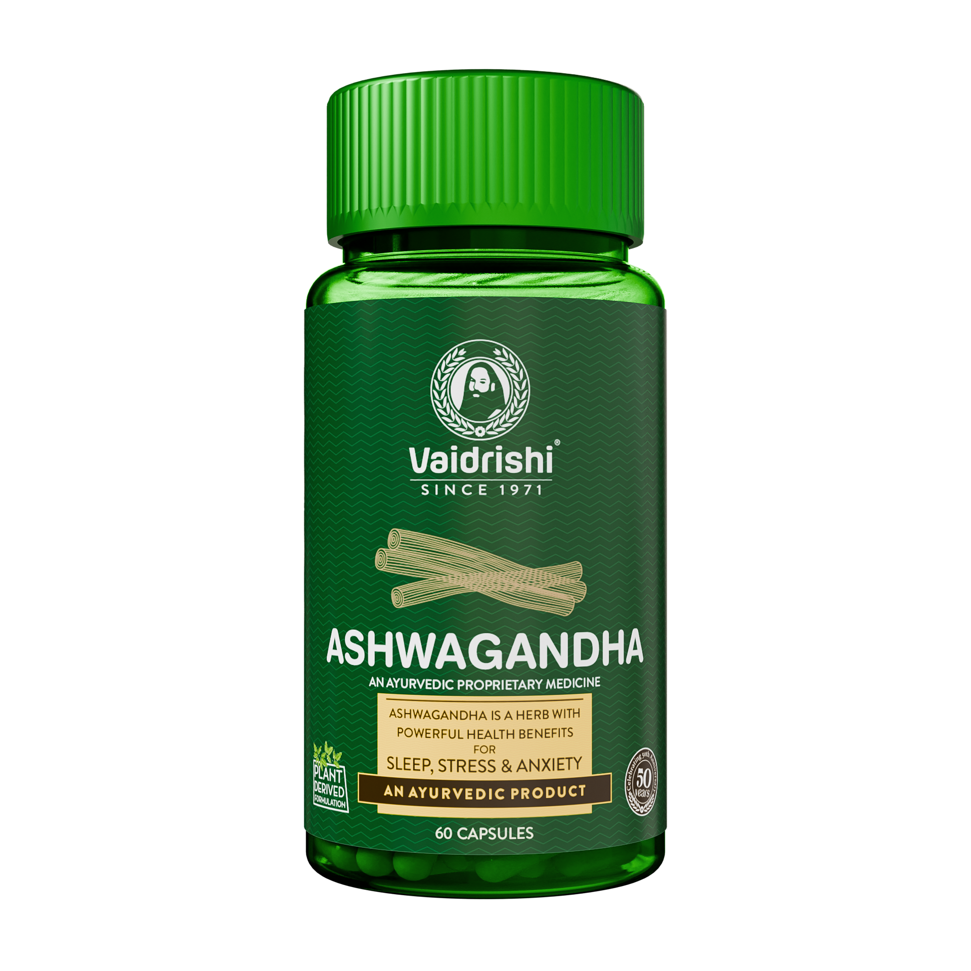 Vaidrishi Ashwagandha Capsules for Strength, Stress Relief & Better Immunity | ताकत, तनाव से राहत और बेहतर प्रतिरक्षा के लिए वैद्रिषी अश्वगंधा कैप्सूल