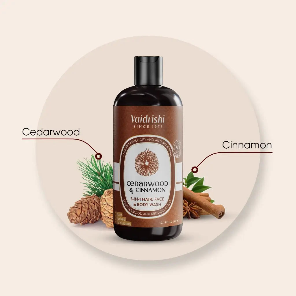 Vaidrishi Cedarwood and Cinnamon 3 in 1 Hair, Face and Body Wash - 300 ml
