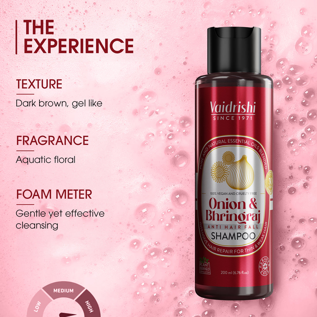 Vaidrishi Shampoo for Damaged & Weak Hair with Onion and Bhringraj | Repair & Strengthen Hair | 200 ML