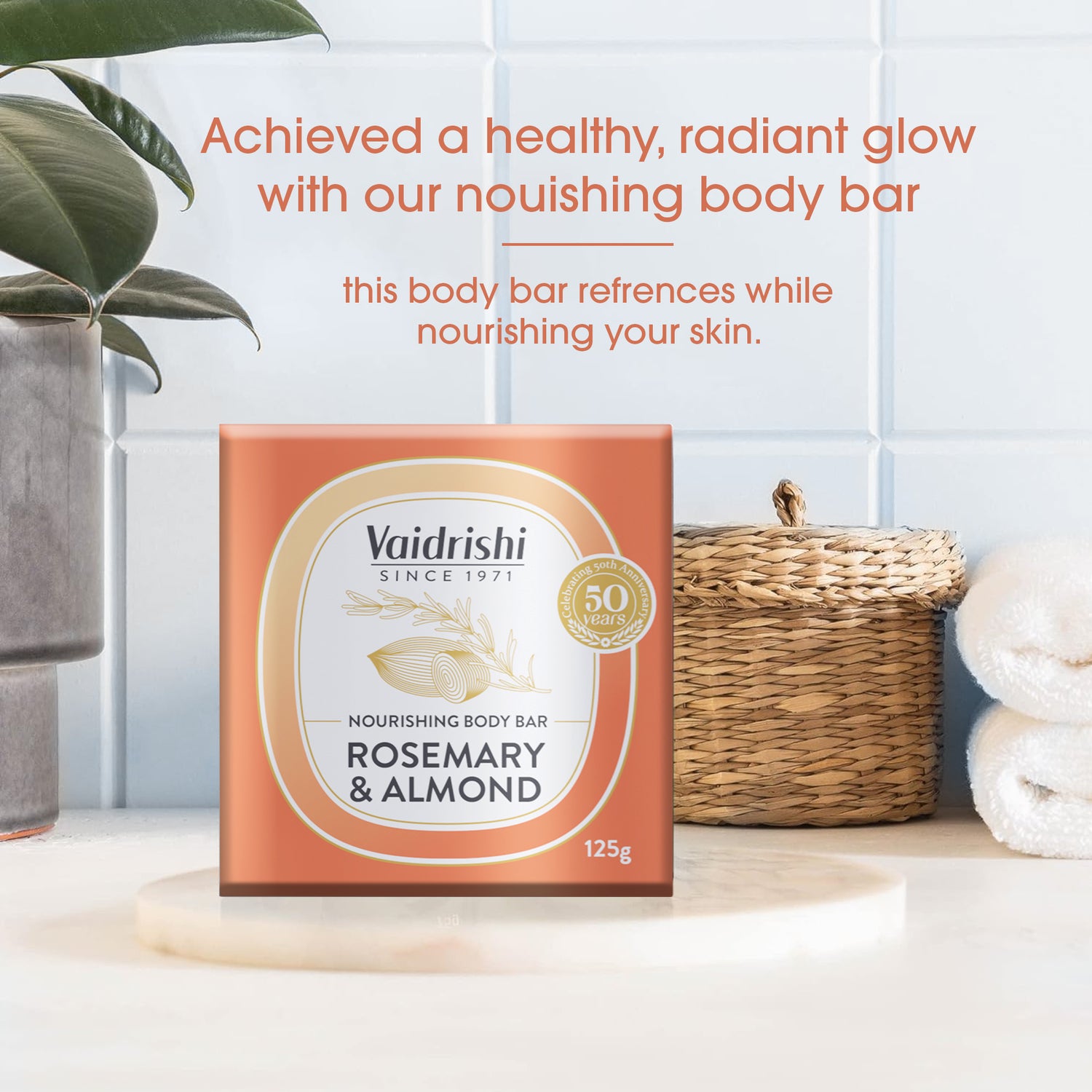 Vaidrishi Body Bar for Dry &amp; Dull Skin with Rosemary and Almond | Moisturized Skin