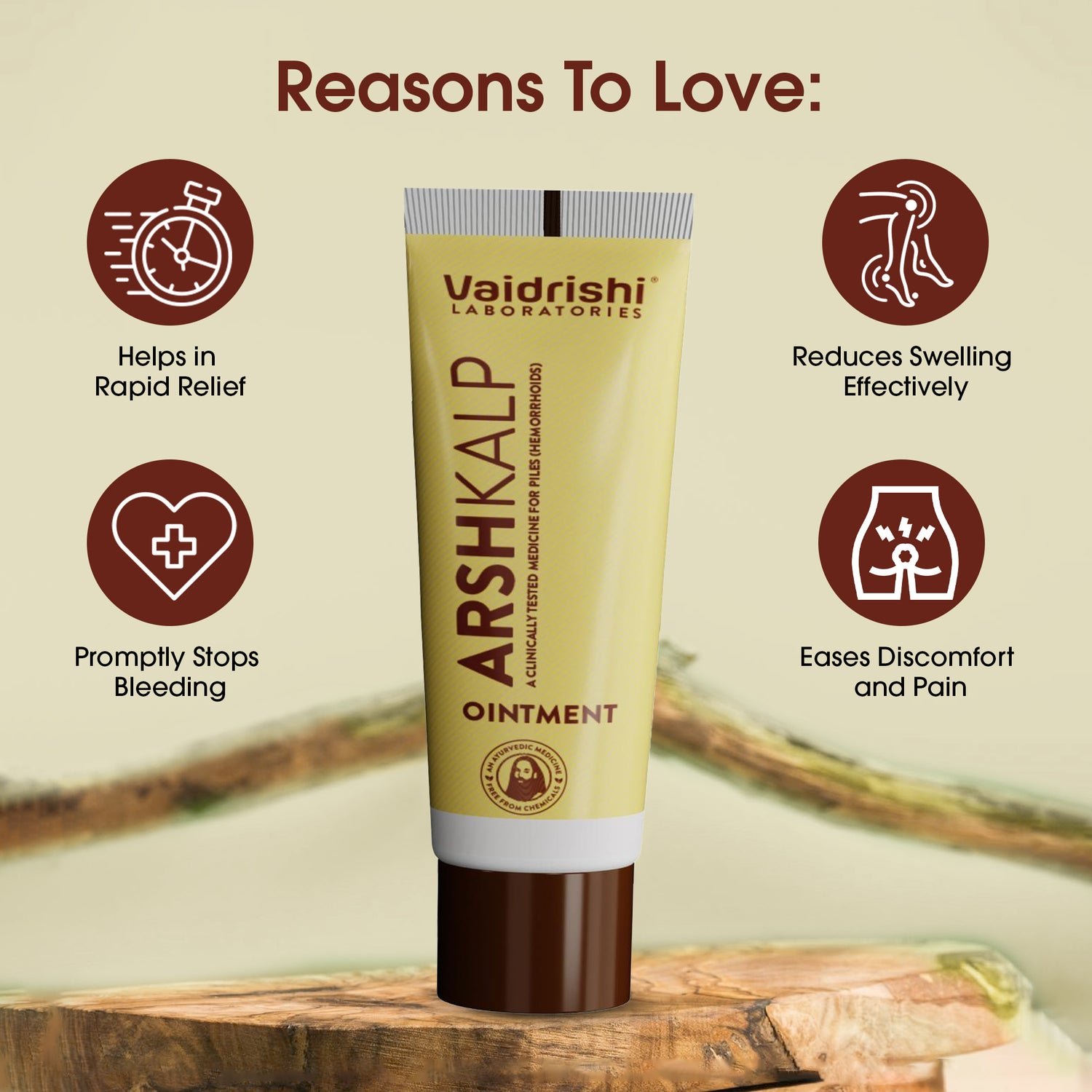 Vaidrishi Ointment for Burning &amp; Swelling Problem with Arshkalp| Relieve in Piles | 20g